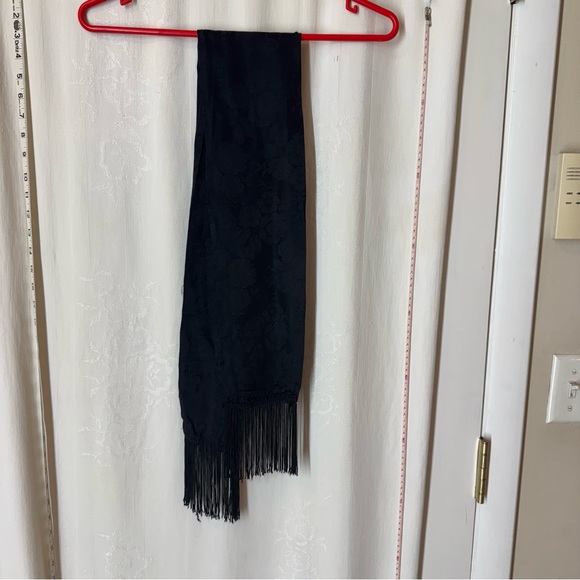 Vintage Floral Black Fringe Scarf - Picture 1 of 6